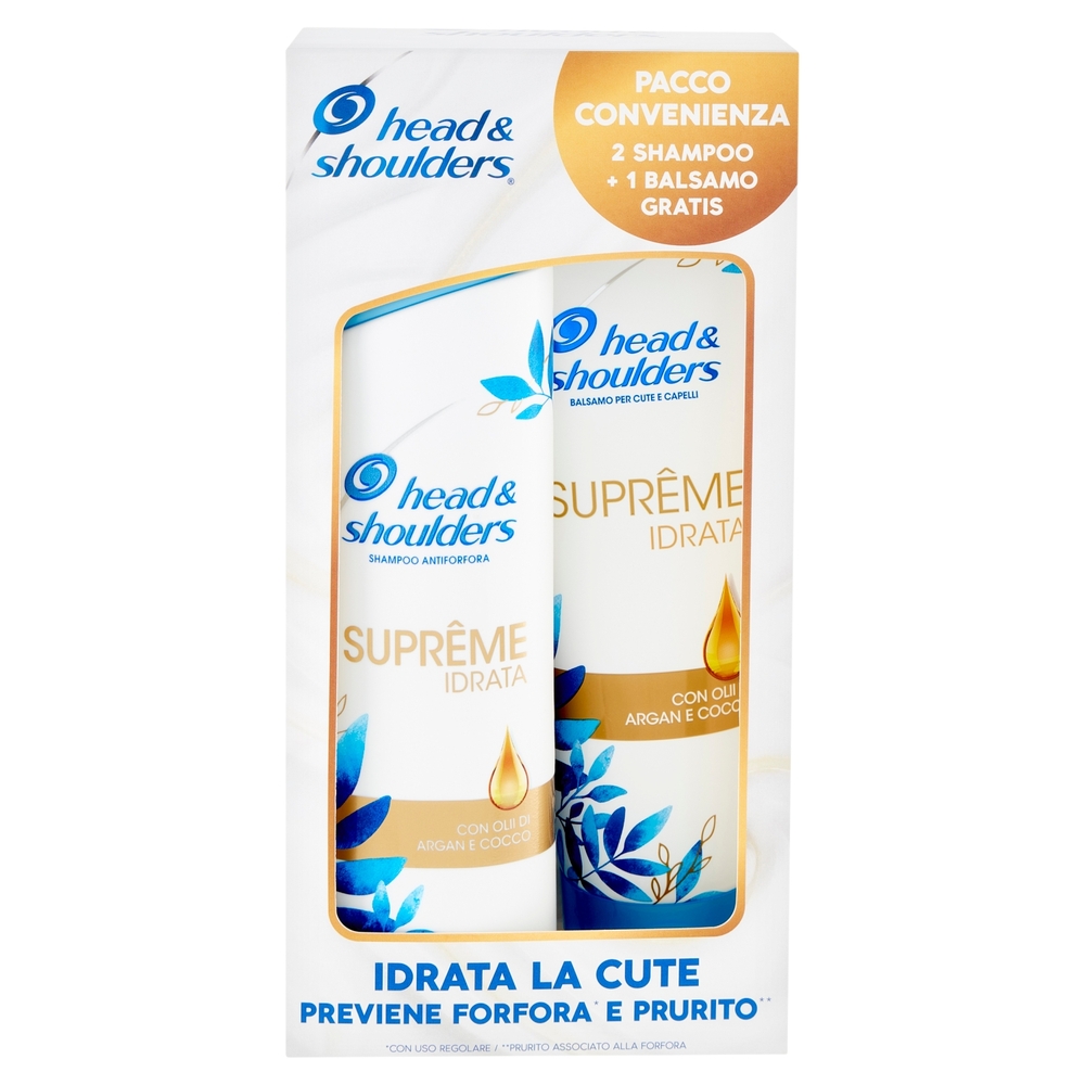 Head & Shoulders Shampoo Antiforfora 2x225ml+1 Balsamo CuteCapelli 220ml Gratis - Supreme Idrata